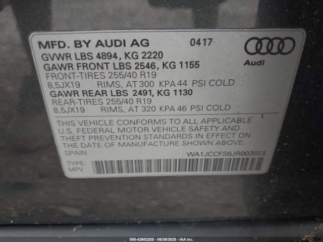 2018 AUDI Q3 WA1JCCFS6JR003658 Photo 8