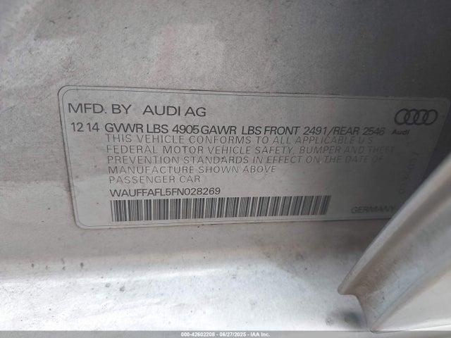 Audi flex fuel capable engine 2015 WAUFFAFL5FN028269 Image 9