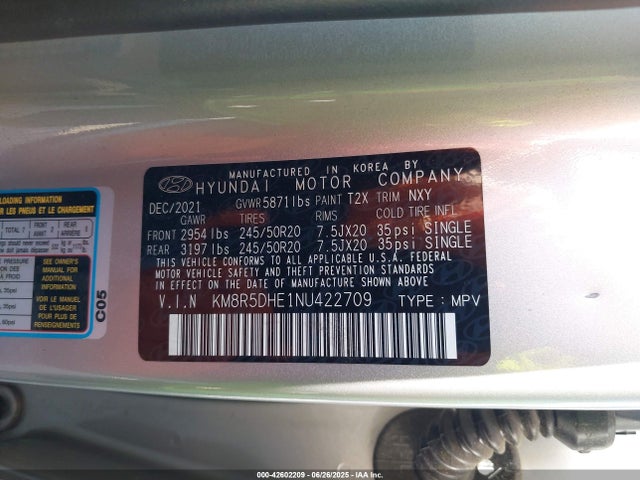 KM8R5DHE1NU422709 Hyundai gdi lambda ii