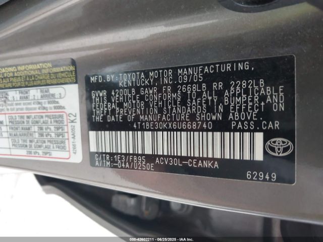2006 TOYOTA CAMRY 4T1BE30KX6U668740 Photo 8