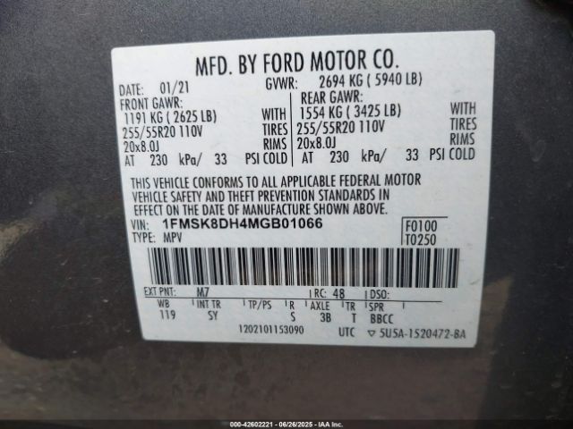 2021 FORD EXPLORER 1FMSK8DH4MGB01066 Photo 8