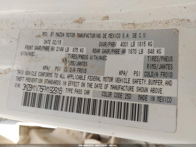 3MZBM1V75FM192916 Mazda pe