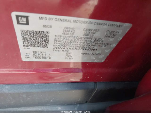 2018 CHEVROLET EQUINOX 2GNAXKEX9J6340054 Photo 8