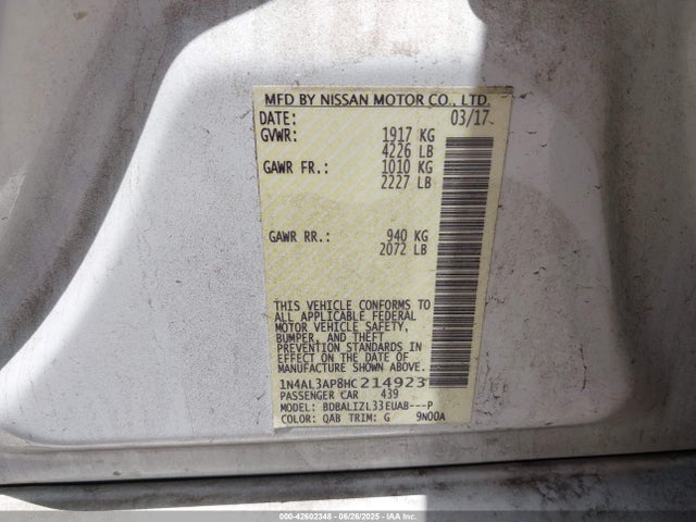 1N4AL3AP8HC214923 Nissan Altima
