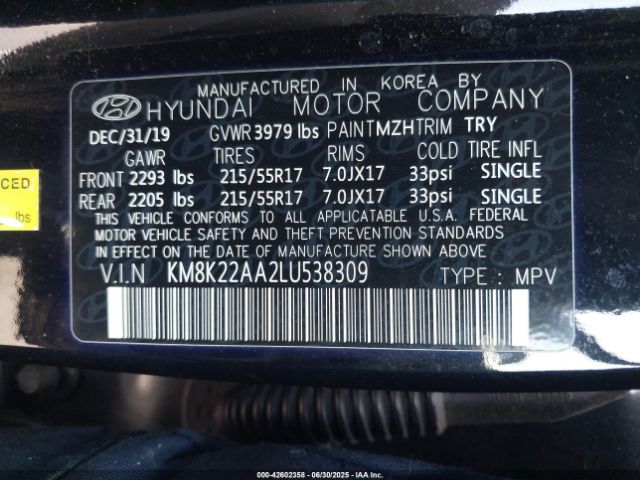 2020 HYUNDAI KONA KM8K22AA2LU538309 Photo 8