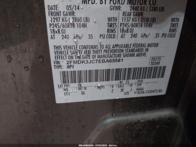 Ford Edge 2014 2FMDK3JC7EBA65581 Image 9