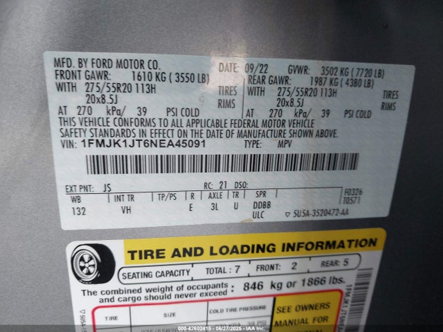 1FMJK1JT6NEA45091 Ford gtdi