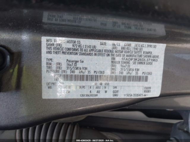2013 FORD FOCUS 1FADP3K26DL371963 Photo 8