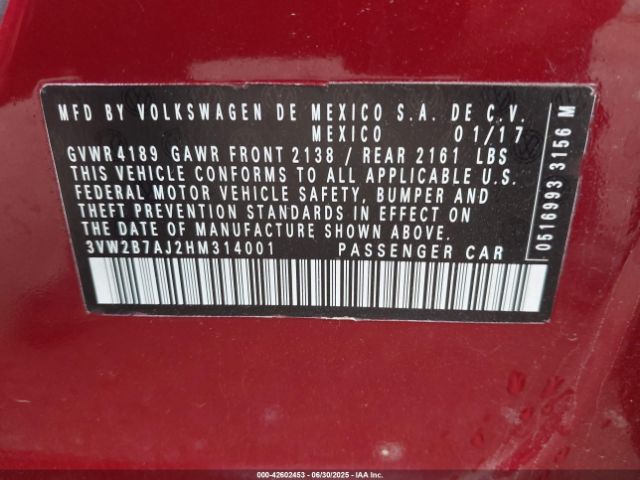 2017 VOLKSWAGEN JETTA 3VW2B7AJ2HM314001 Photo 8