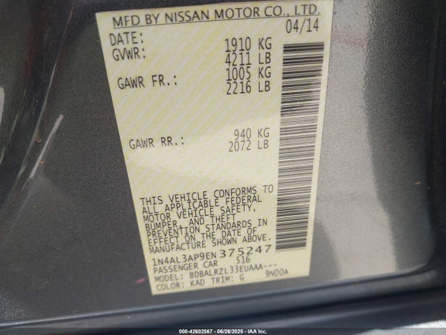 1N4AL3AP9EN375247 Nissan 2014