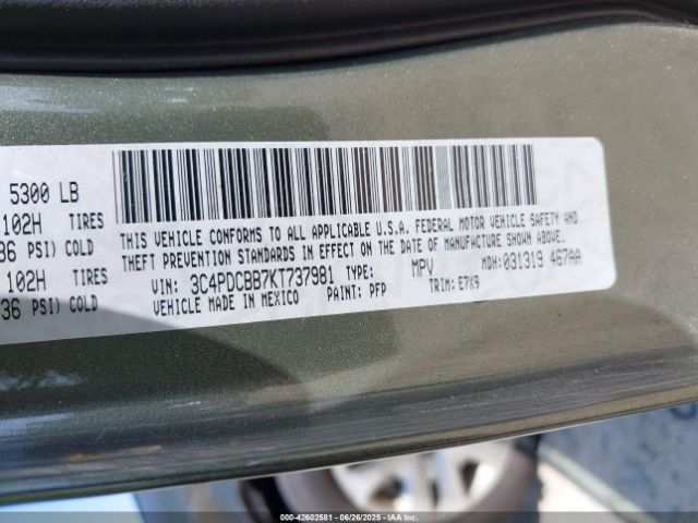 2019 DODGE JOURNEY 3C4PDCBB7KT737981 Photo 8