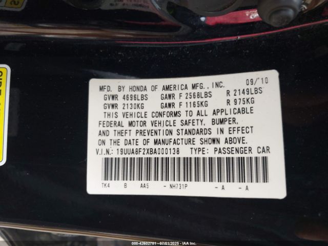 2011 ACURA TL 19UUA8F2XBA000138 Photo 8