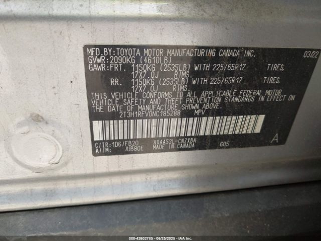 2022 TOYOTA RAV4 2T3H1RFV0NC185288 Photo 8