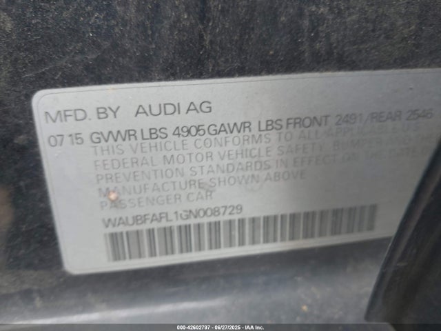 2016 AUDI A4 WAUBFAFL1GN008729 Photo 8