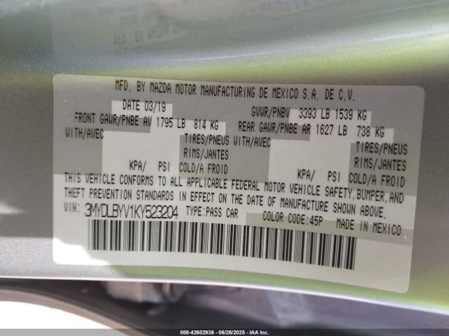 2019 TOYOTA YARIS 3MYDLBYV1KY523204 Photo 8