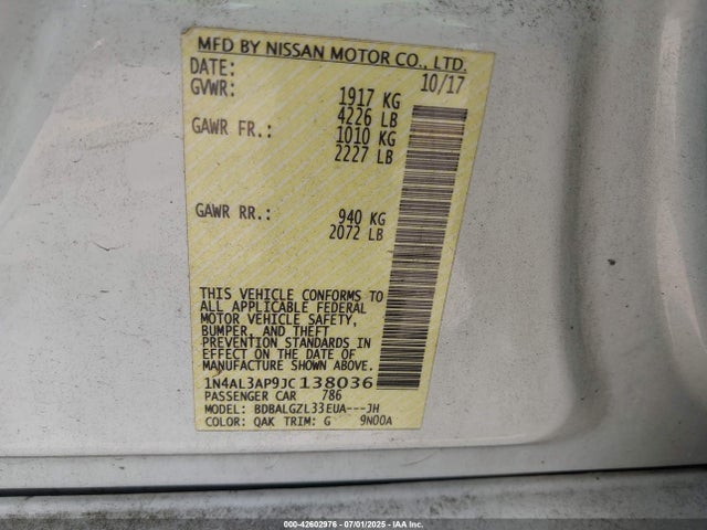 1N4AL3AP9JC138036 Nissan 2018
