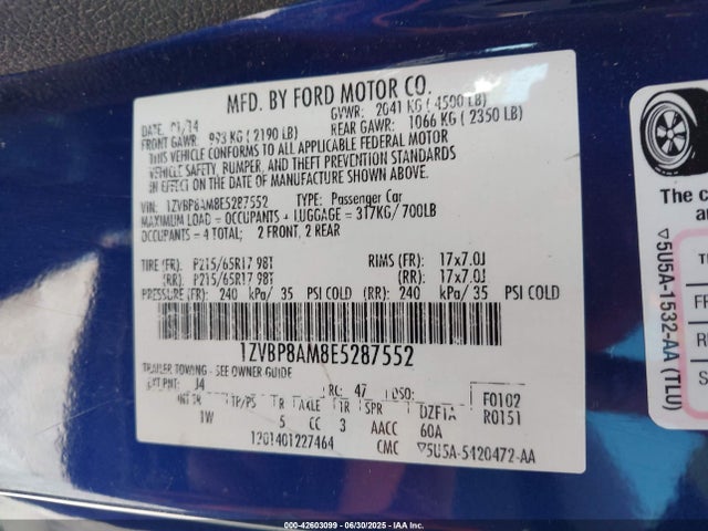 1ZVBP8AM8E5287552 Ford 2014