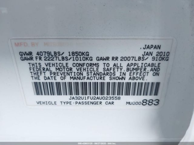 2010 MITSUBISHI LANCER JA32U1FU2AU023558 Photo 8