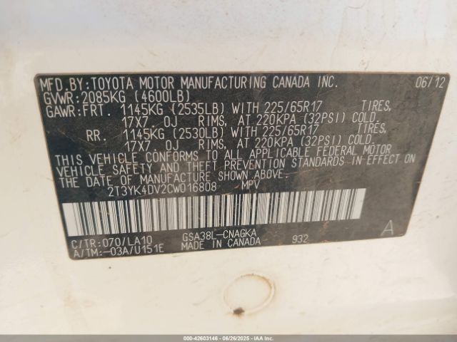 2012 TOYOTA RAV4 2T3YK4DV2CW016808 Photo 8