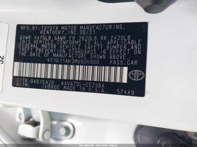 4T1G11AK3MU604900 Toyota a25a-fks