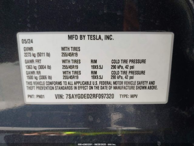 2024 TESLA MODEL Y 7SAYGDED2RF097320 Photo 8