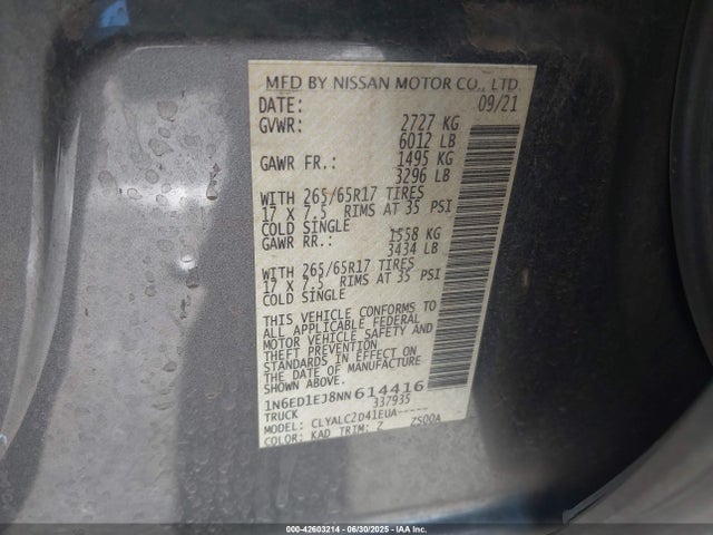 1N6ED1EJ8NN614416 Nissan 2022
