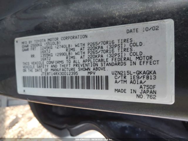 2003 TOYOTA 4RUNNER JTEBT14RX30012395 Photo 8