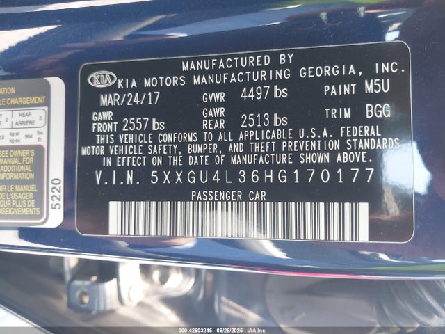 5XXGU4L36HG170177 KIA g 2.4 dohc gdi