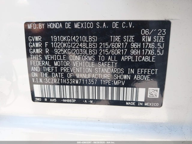 3CZRZ1H33RM711357 Honda k20z5