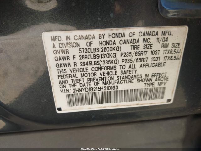 2005 ACURA MDX 2HNYD18215H510163 Photo 8