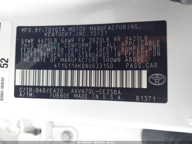 4T1G11AK8NU633150 Toyota a25a-fks
