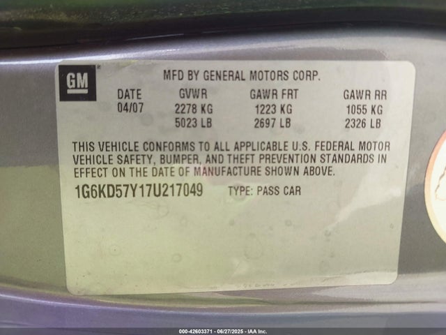 2007 CADILLAC DTS 1G6KD57Y17U217049 Photo 8