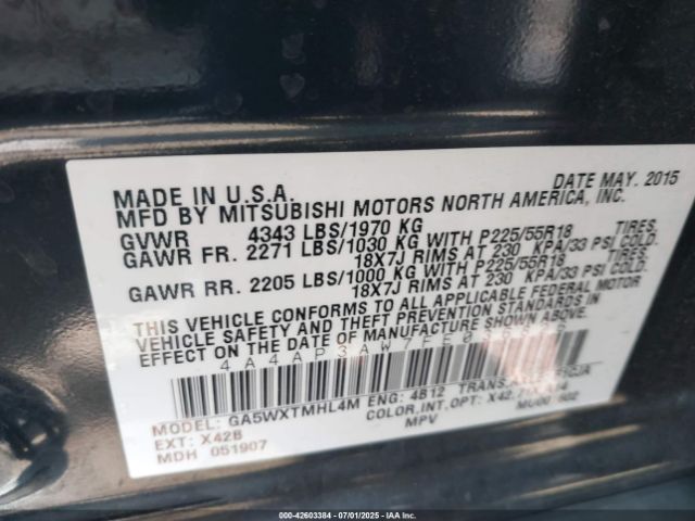2015 MITSUBISHI OUTLANDER SPORT 4A4AP3AW7FE036826 Photo 8