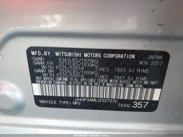 2018 MITSUBISHI OUTLANDER SPORT JA4AP3AW6JZ027070 Photo 8