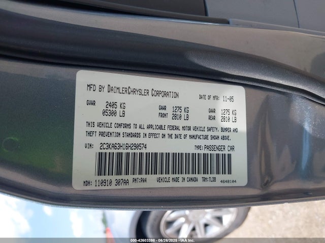 Aukcja sprzedaży 2006 Chrysler 300c, vin: 2C3KA63H16H290574, numer aukcji: 42603398