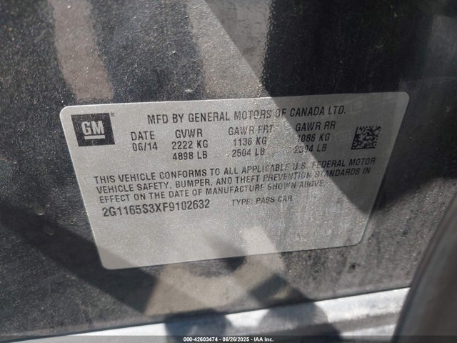 Chevrolet lfx 2015 2G1165S3XF9102632 Image 9