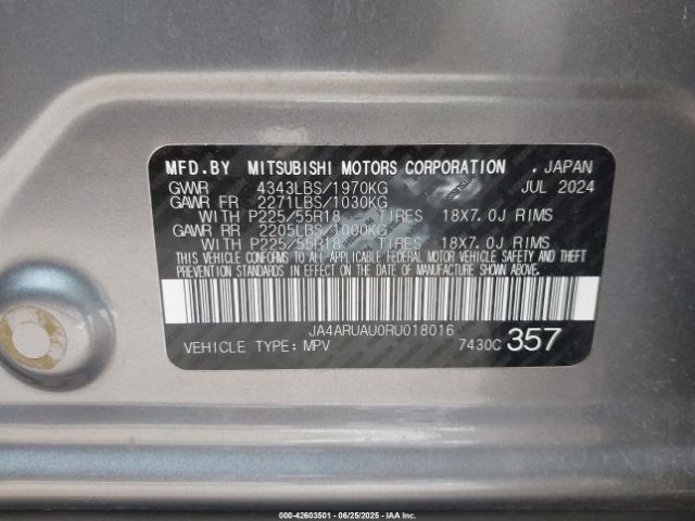2024 MITSUBISHI OUTLANDER SPORT JA4ARUAU0RU018016 Photo 8