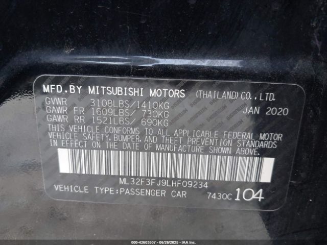 2020 MITSUBISHI MIRAGE G4 ML32F3FJ9LHF09234 Photo 8