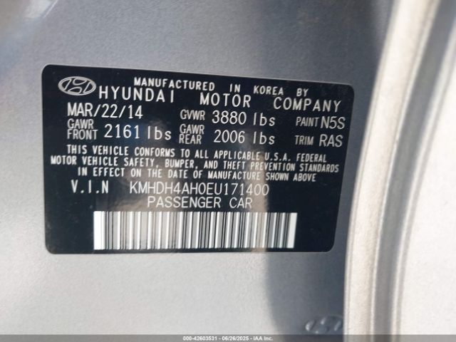 KMHDH4AH0EU171400 Hyundai dohc gdi nu