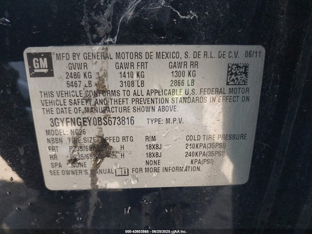 2011 CADILLAC SRX 3GYFNGEY0BS673816 Photo 8