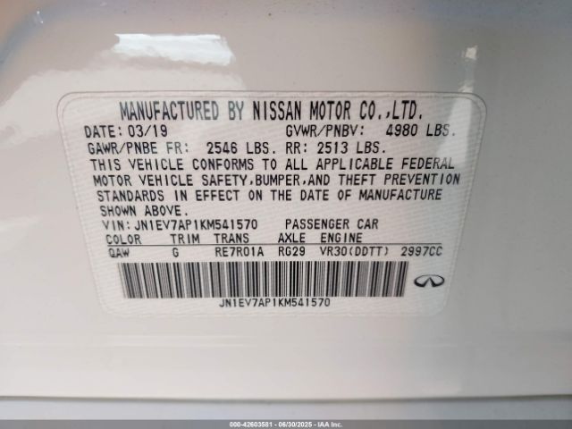 2019 INFINITI Q50 JN1EV7AP1KM541570 Photo 8
