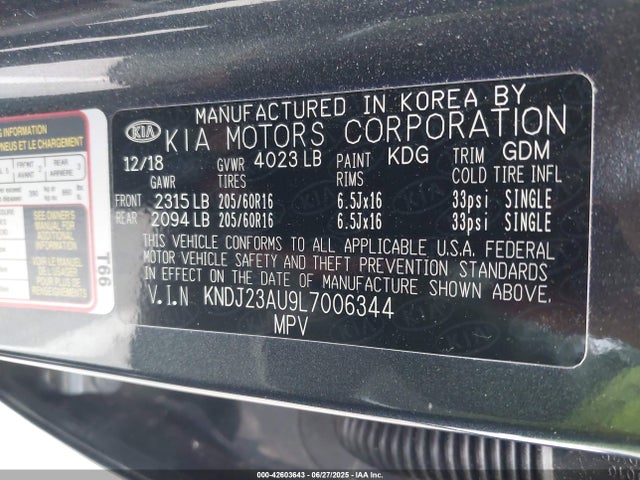 KNDJ23AU9L7006344 KIA mpi nu