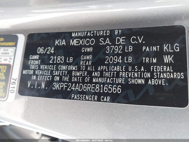 3KPF24AD6RE816566 KIA mpi nu