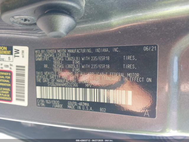 2021 TOYOTA HIGHLANDER 5TDGZRAH4MS532366 Photo 8