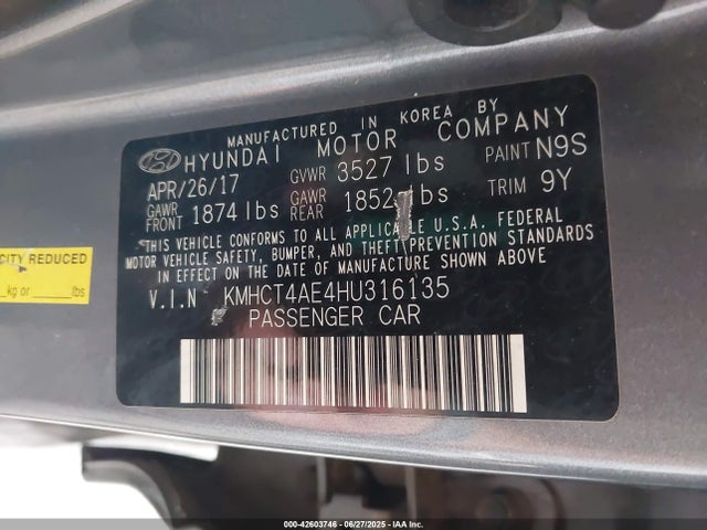 KMHCT4AE4HU316135 Hyundai Accent