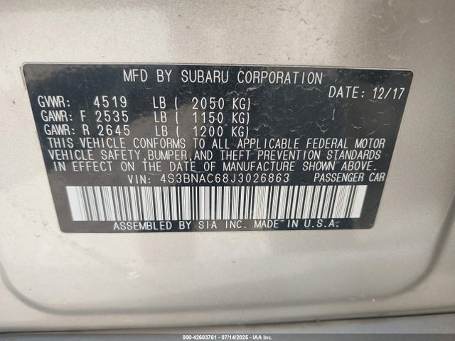 4S3BNAC68J3026863 Subaru Legacy 2.5i Premium
