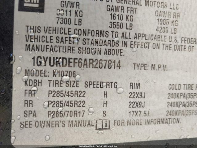 2010 CADILLAC ESCALADE 1GYUKDEF6AR267814 Photo 8