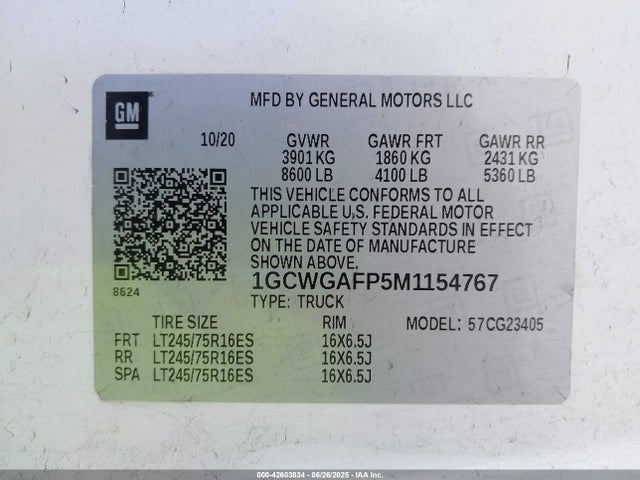 1GCWGAFP5M1154767 Chevrolet lv1