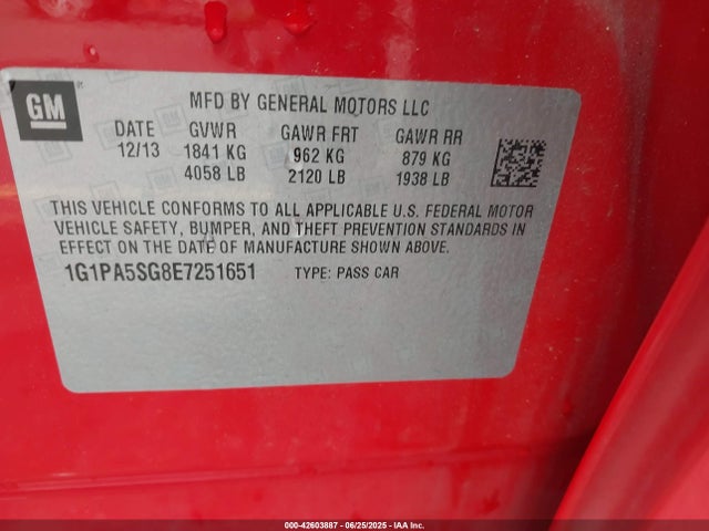 1G1PA5SG8E7251651 Chevrolet lwe