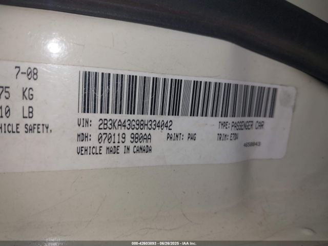 2008 DODGE CHARGER 2B3KA43G98H334042 Photo 8